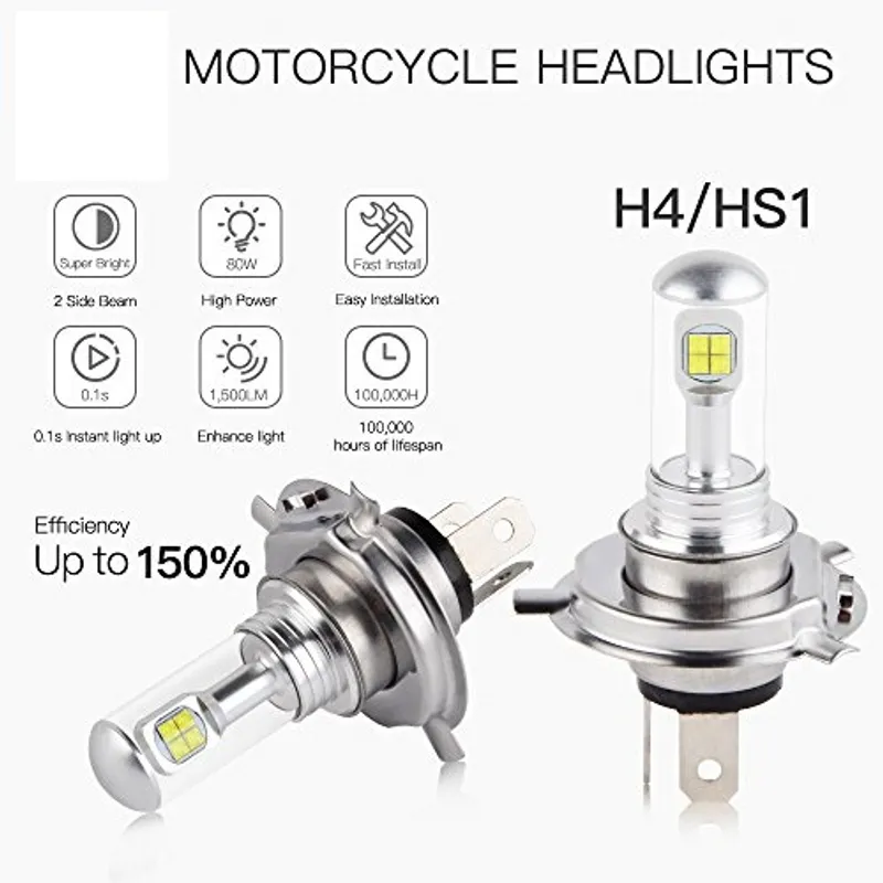 Комплект от 2 броя ЛЕД LED крушки за фарове H4 Х4 HS1 12V-24V Бели 6000k - 4