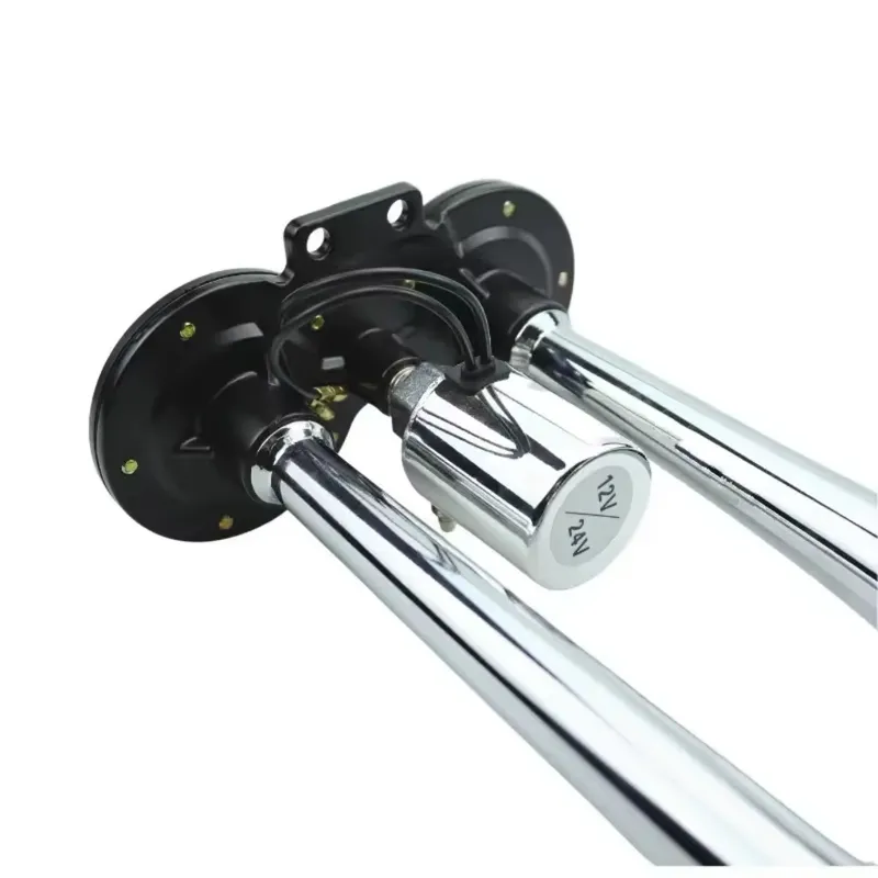 Двойна Тромба клаксон с жълта LED светлина, 300 dB – 12V / 24V - 4