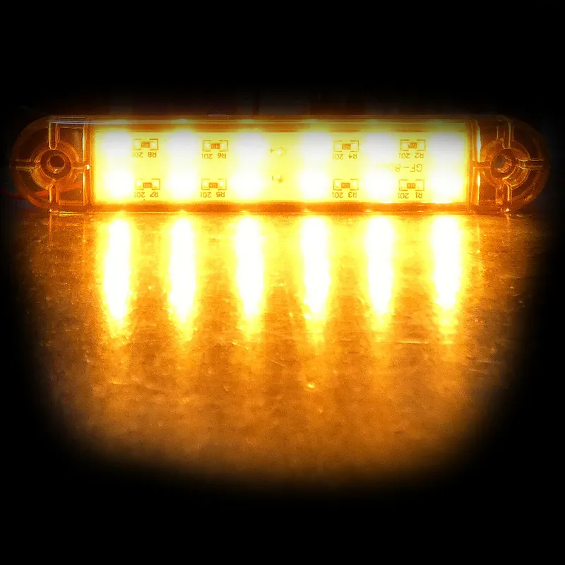 1 брой ЛЕД LED Оранжев Жълт Диоден Маркер Габарит Токос със 12 светодиода за камион ремарке бус ван каравана платформа 12-24V - 4