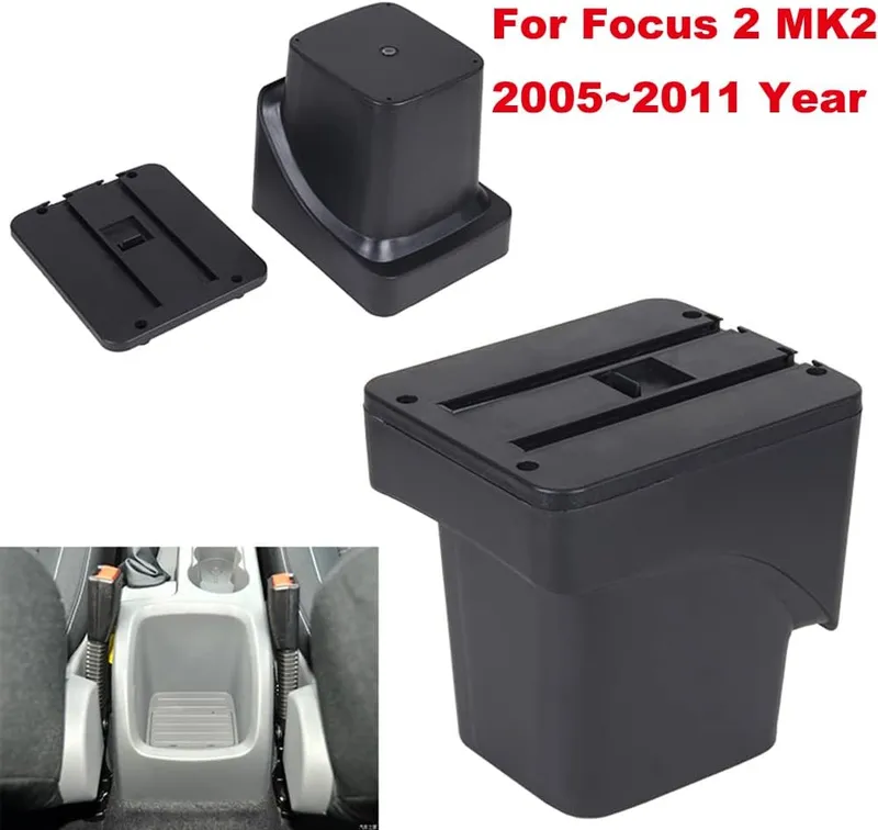 Подлакътник барче за Ford Focus MK2 2005–2011 - Еко кожа – Черен - 4
