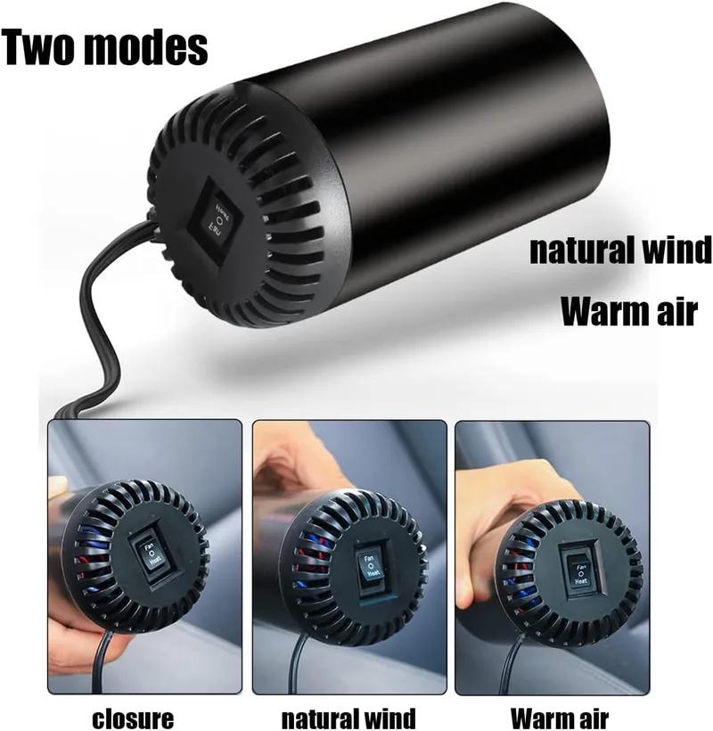 Автомобилна печка с вентилатор тип чаша 4 сезона 12V 150W – режим отопление / вентилатор, размразяване и обезпотяване, вакуум захват - 4