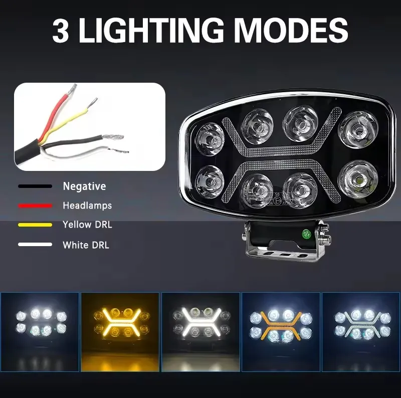 LED мощен диоден фар халоген лампа 12V-24V 90W бяло-жълто за АТВ джип камион трактор земеделски и селскостопански машини и др. - 4