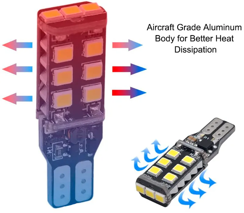 Комплект LED T10 Крушки за Задна Светлина - 6000K Бяла Светлина, 600LM (2 броя) - 4