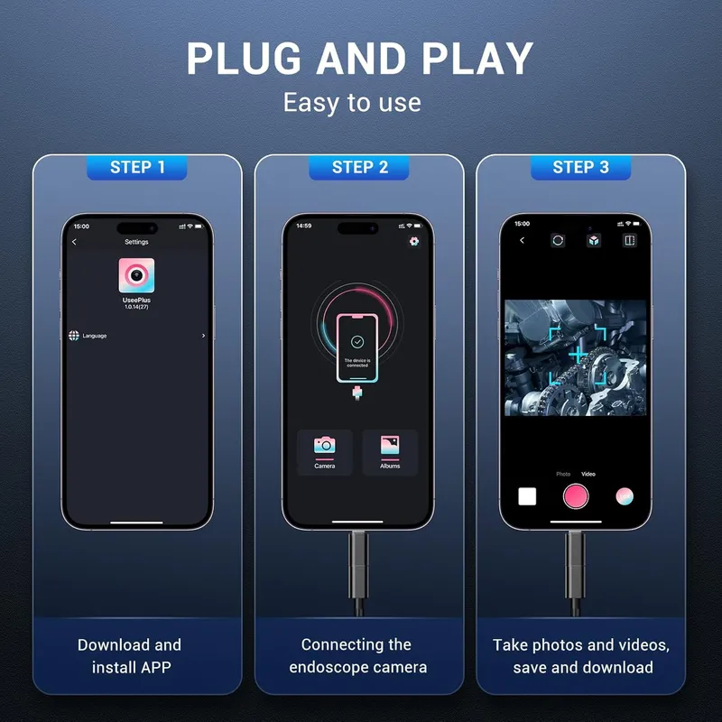 Ендоскоп камера за телефон лаптоп компютър IOS Iphone Android с 3м кабел - 4