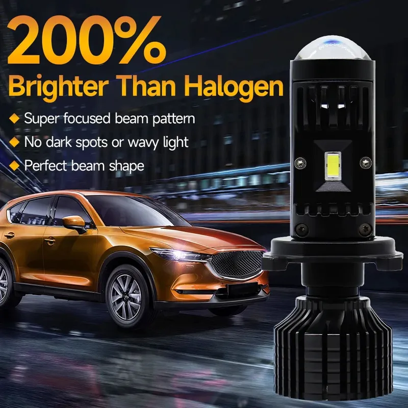 Комплект LED крушки с лупа, Y10 H7, 200%, 50W 6400LM, 6000K, 360° Canbus без грешки – 12V - 5