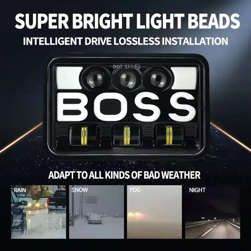 Универсалeн 5 инча ЛЕД LED фар лампа халоген 12V-24V къси/дълги с DRL дневни светлини мигач бяло-жълто 4800 lm за АТВ джип камион трактор и др. - 5