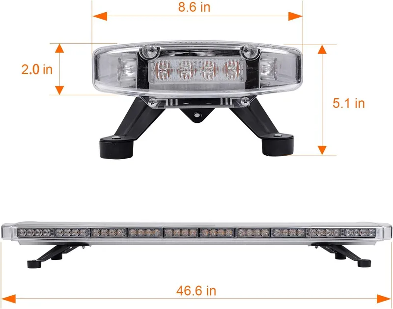 Мощна аварийна сигнална лампа 120см 88 LED ЛЕД блиц маяк буркан лед бар 12-24V със 15 режима на работа жълта за пътна помощ платформа снегорин багер бус ван и др. - 5
