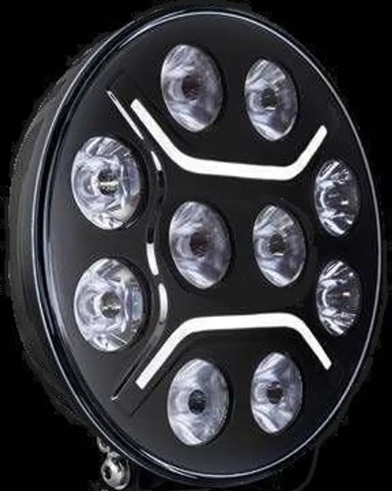 LED + DRL Диоден Халоген Фар Бял Оранжев Габарит Ø 230 мм 12V 24V за джип камион трактор багер земеделски машини и др. - 5