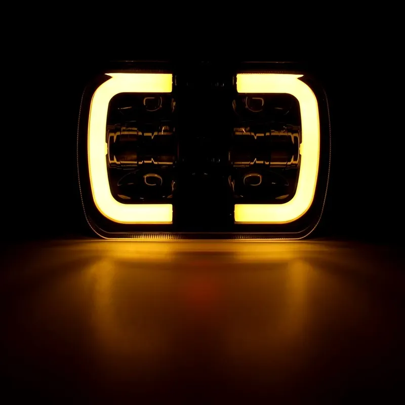 Универсалeн 5x7 инча ЛЕД LED фар лампа халоген 12V-24V къси/дълги с DRL дневни светлини мигач бяло-жълто 4800lm за АТВ джип камион трактор и др. - 5