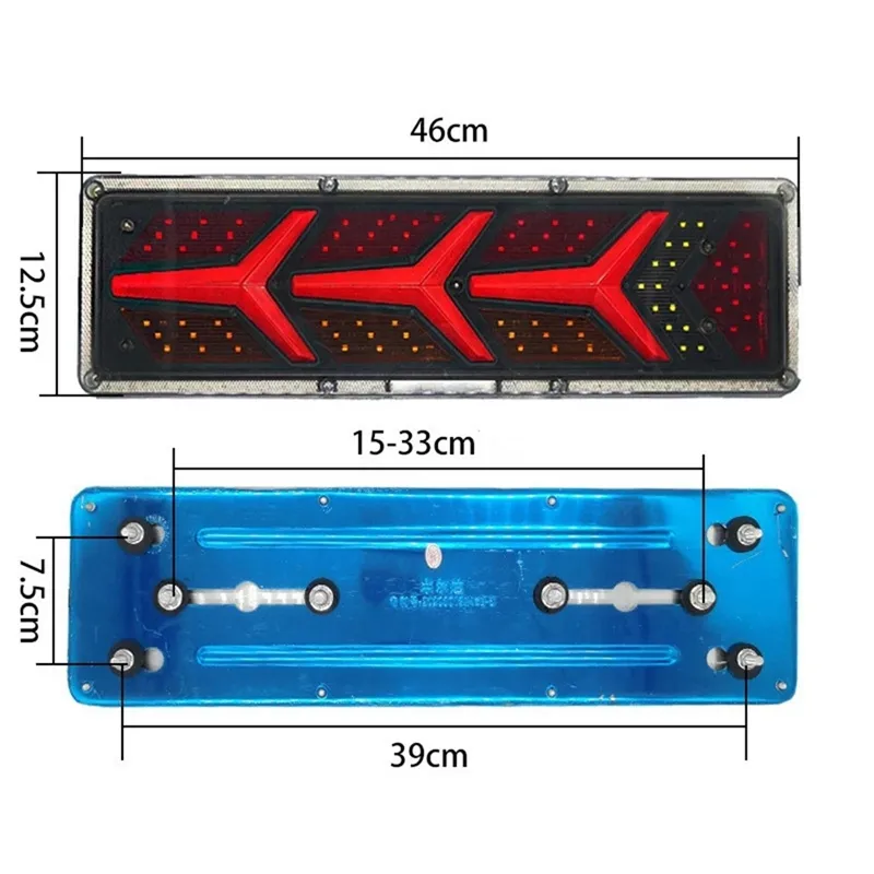 Комплект Ляв + Десен Мултифункционални Диодни LED Лед Стопове с Динамичен Мигач Неон Neon Ефект 46cm х 12.5cm 24V За Бус Камион Тир Ремарке Караванa и др. - 5