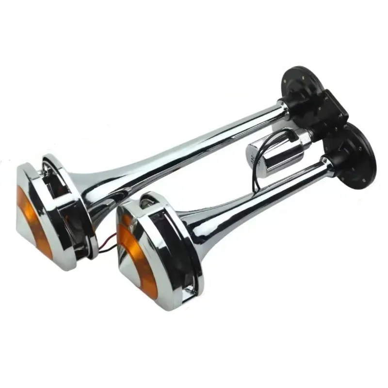 Двойна Тромба клаксон с жълта LED светлина, 300 dB – 12V / 24V - 5