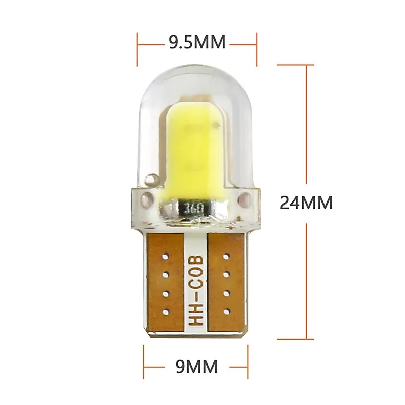 Комплект от 2 броя LED Лед Диодни Крушки За Габарит Силикон COB Т10 W5W 300lm 12V Бели в блистер - 5