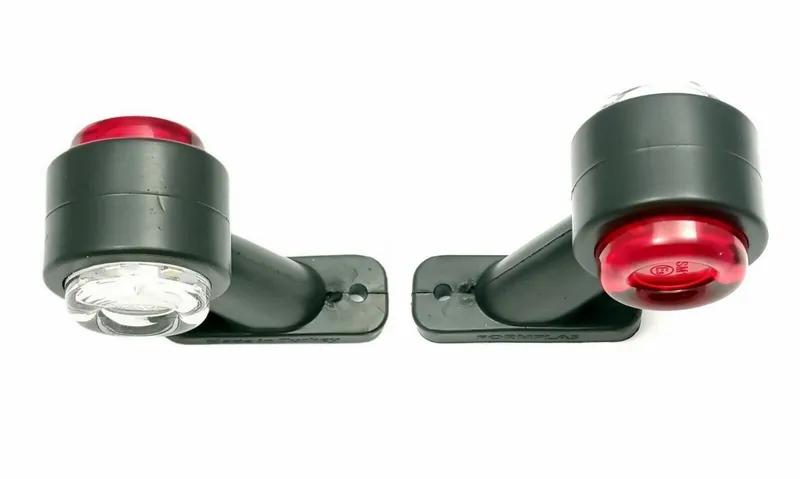 Комплект от 2 броя 12- 24V LED ЛЕД къси мини странични габаритни светлини тип рогче въртящи се с ротация за камион ремарке платформа каравана и др. бяло-червен 80 X 60 mm - 5