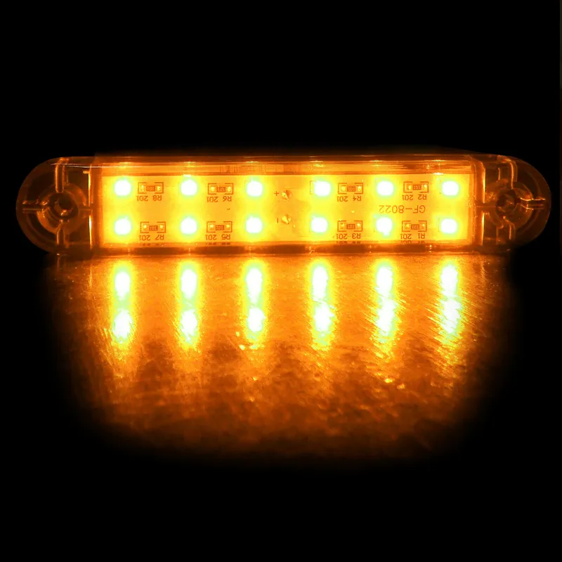 1 брой ЛЕД LED Оранжев Жълт Диоден Маркер Габарит Токос със 12 светодиода за камион ремарке бус ван каравана платформа 12-24V - 5