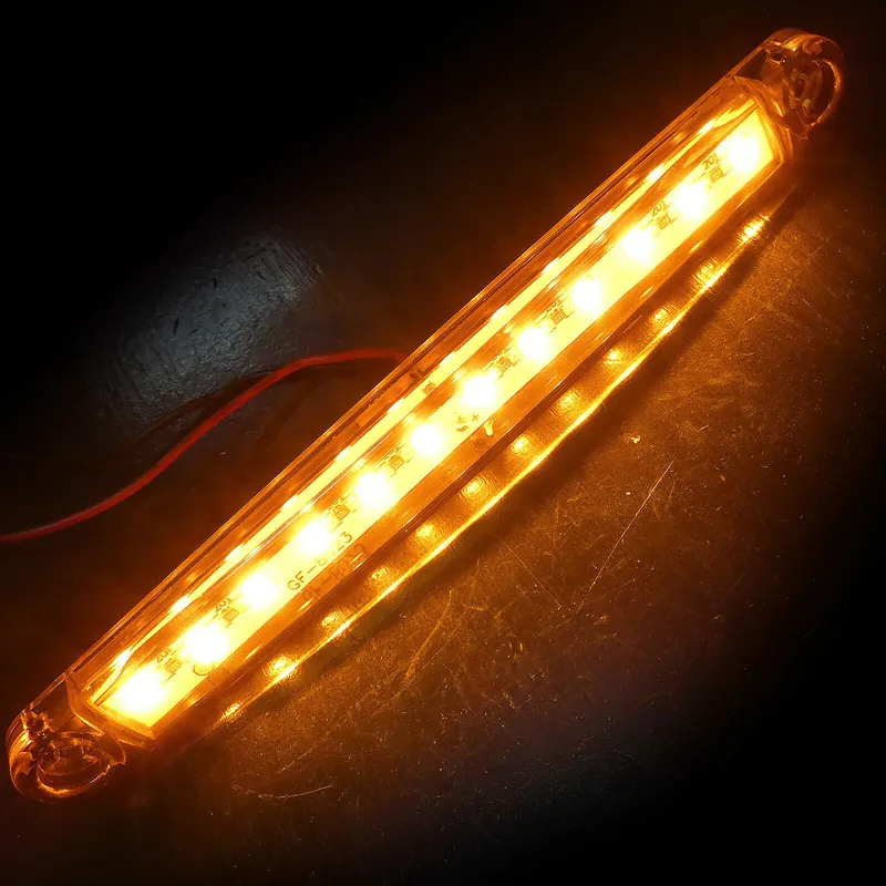 1 брой ЛЕД LED Оранжев Жълт Диоден Маркер Габарит Токос със 12 светодиода за камион ремарке бус ван каравана платформа 24V - MAR871 - 5