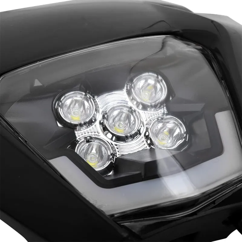 Маска с LED Фар за мотор, мотоциклет Черна с къси и дълги светлини - Универсален модел за ENDURO / Trail / Streetfighter - 5