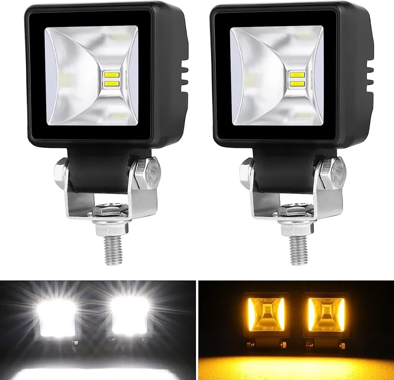 Комплект от 4 броя Лед LED Халогени Лампи с окабеляване Бяла Flood + Оранжева DRL Светлина 12V - 24V за Off Road 4X4 SUV джип мотор автомобил камион градина и др. - 5