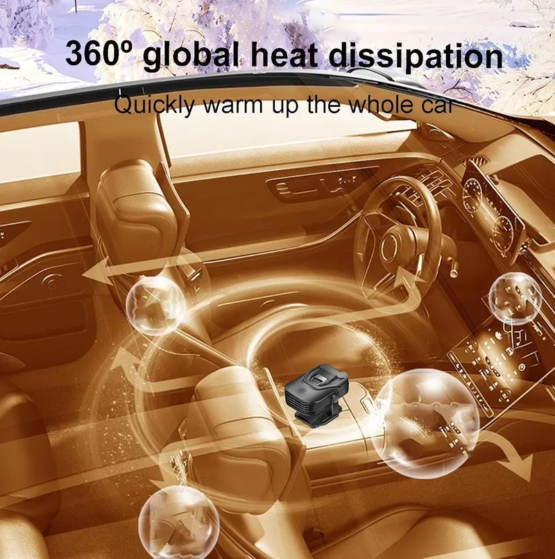 Автомобилна печка с вентилатор 4 сезона 12V 150W – режим отопление / вентилатор, размразяване и обезпотяване, въртяща стойка - 5