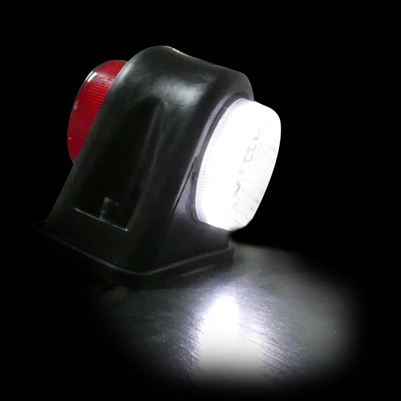2 броя - 24V LED Гумени Диодени Странични Маркери Рогчета Светлини За Камион Ремарке Платформа Бяло Червено - 5