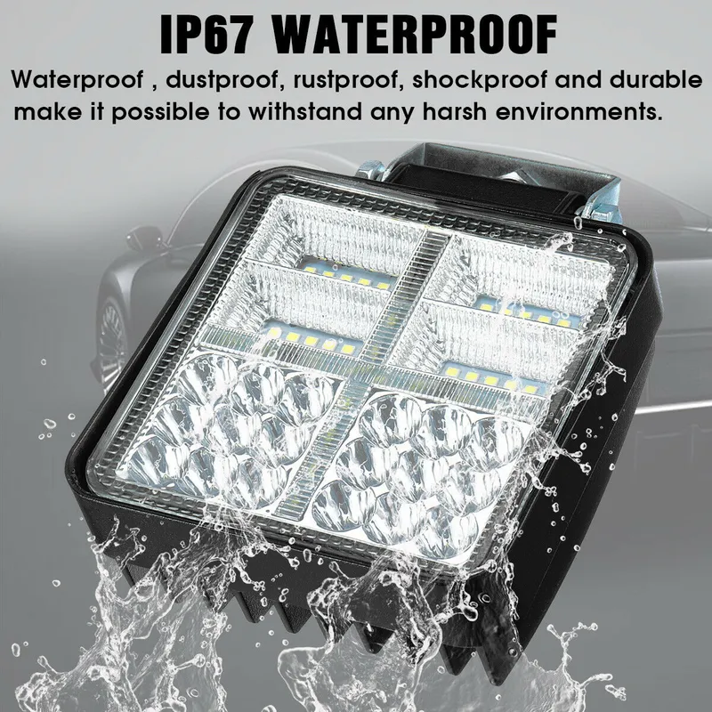 Универсален 162W Лед LED Халоген Фар Работна Лампа 12V - 24V бяла светлина + габаритна оранжева светлина за автомобил офроуд бус ван камион - 6
