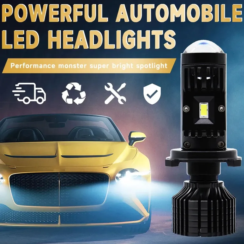 Комплект LED крушки с лупа, Y10 H7, 200%, 50W 6400LM, 6000K, 360° Canbus без грешки – 12V - 6