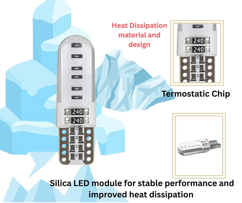 Комплект 2 бр. LED крушки T10 W5W, синя светлина, CANBUS, Silica LED, 12V - блистер - 6