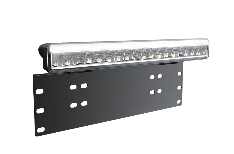 38см LED Лед Бар Със Стойка За Номер С Три Функции 55W, 4768lm, 12V - 24V E-Mark Подходящ За Автомобил, Бус, Камион, Селскостопански машини, Трактор, Комбайн, Агро Техника, Сеялка, Пръскачка, Джип, 4X4, Offroad, SUV - 6