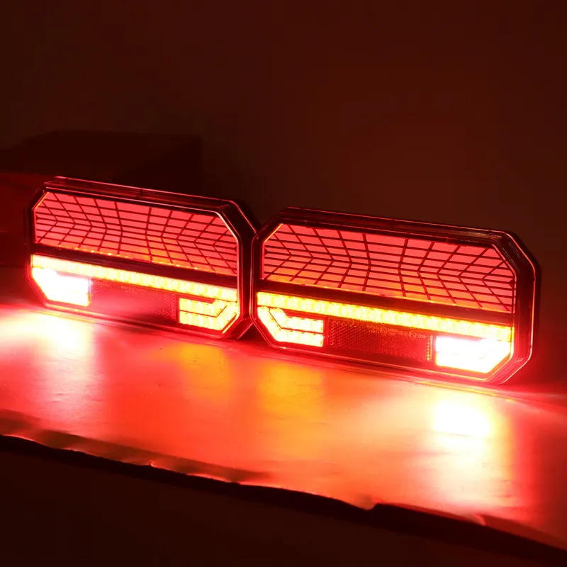 Комплект Ляв + Десен Мултифункционални Диодни LED Лед Стопове с Бягащ Мигач Неон Neon Ефект 12V - 24V 235mm X 110mm X 30mm E9 За Бус Камион Тир Ремарке Караванa - 6
