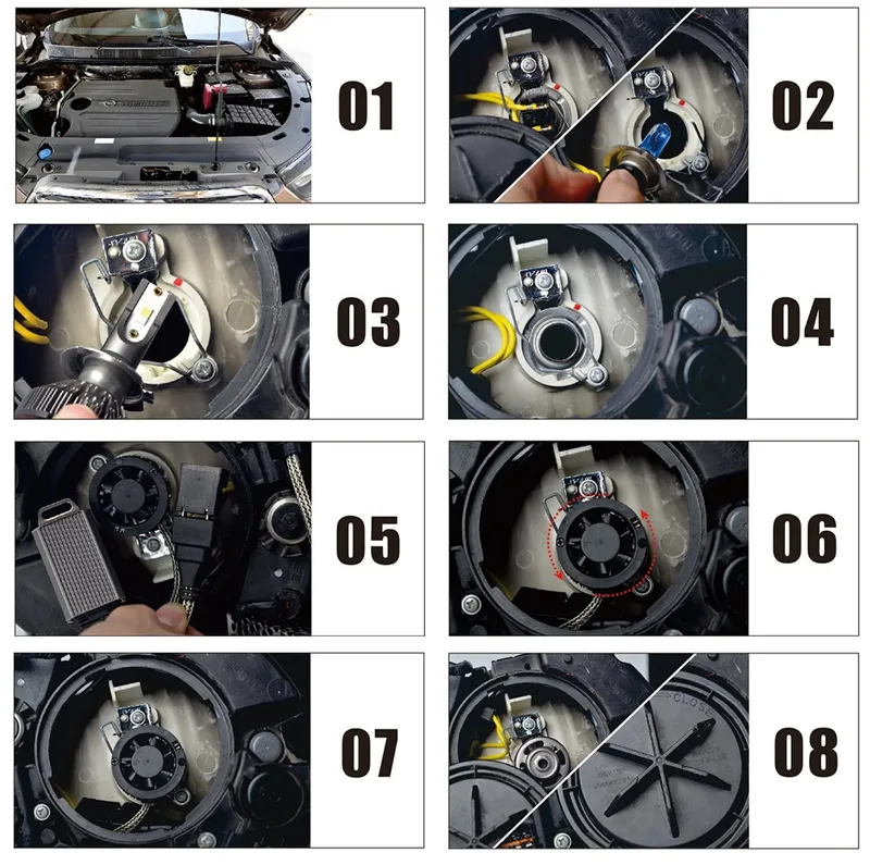 Комплект Умалени Мини LED Крушки F2 H3 12V 24V 72W 10000lm За Фарове Can Bus без Грешки - 6