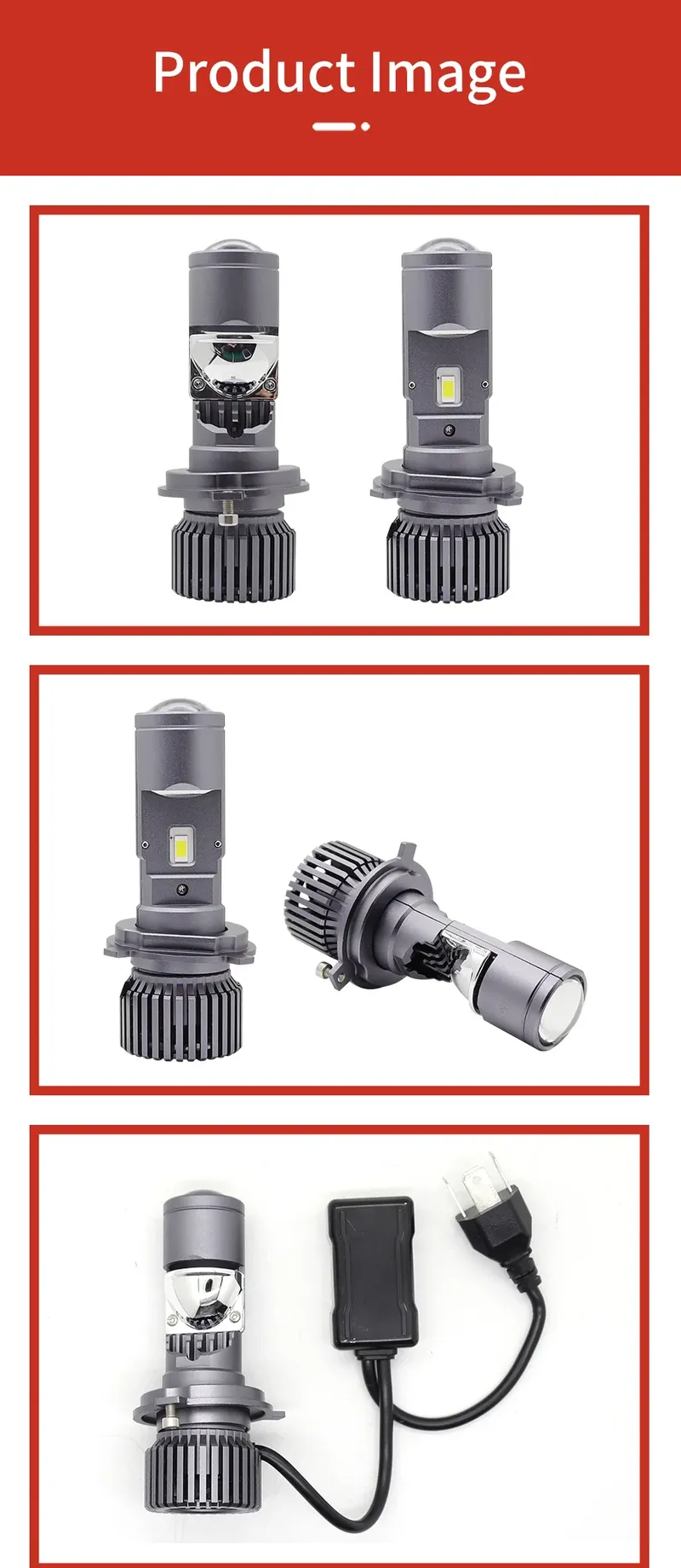 Комплект LED диодни крушки с лупа H4 12V - 24V 80W 12000LM за фарове Canbus без грешки 6000К-6500К къси/дълги - 6