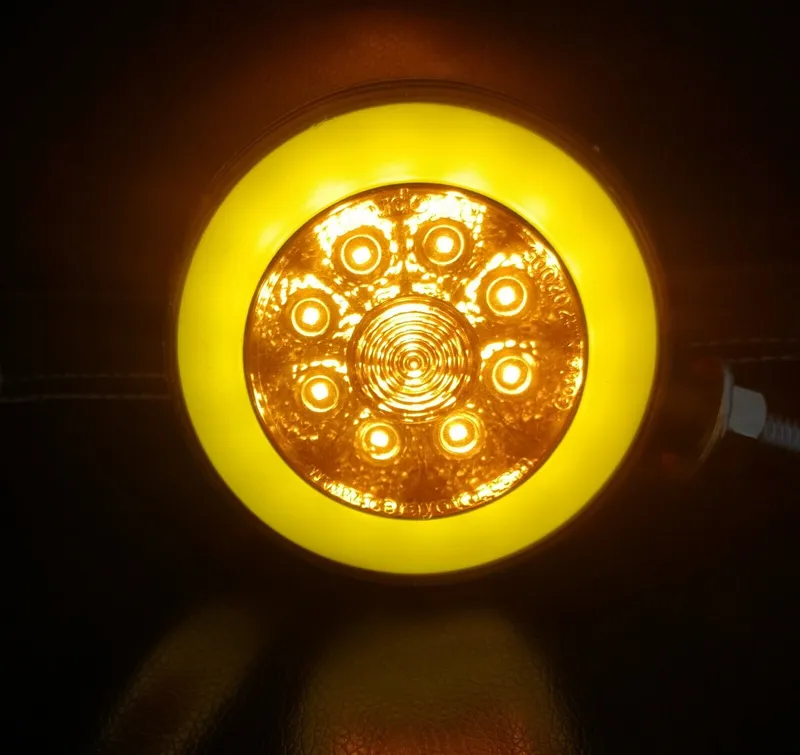1 брой ЛЕД LED габарит за огледало ОБЕЦИ за камион 12-24V Scania Сканиа Volvo Волво MAN МАН DAF ДАФ Mercedes Мерцедес с ефект Неон Neon в оранжево-червено - 6