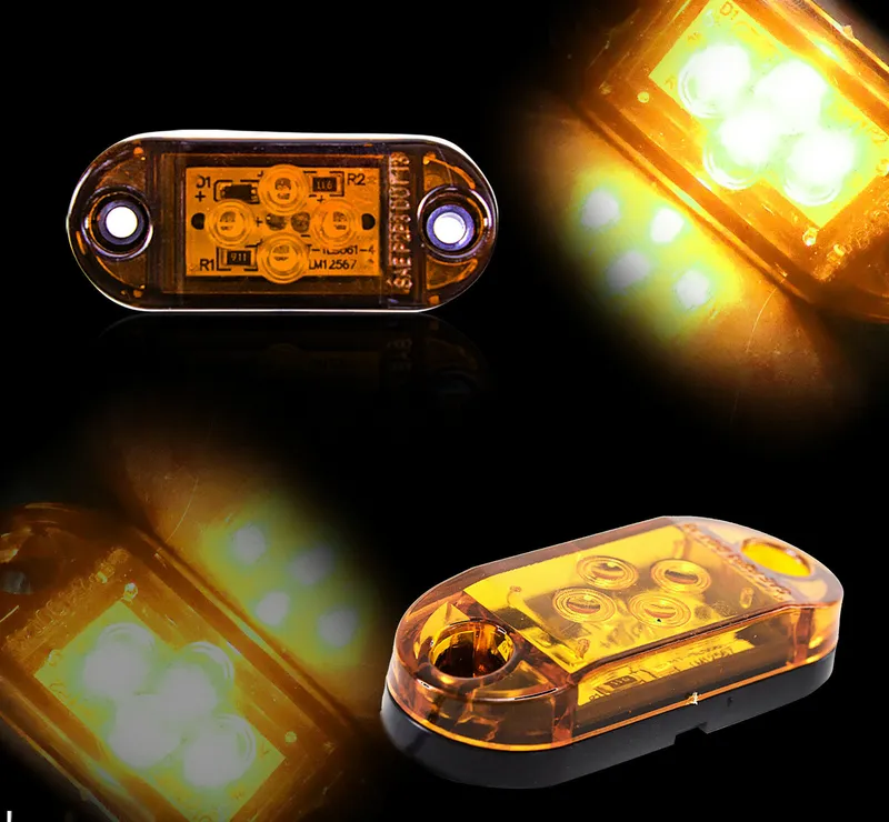 LED Габарит, Бял, Червен, Жълт, Маркер, 4 SMD Диода, 12V - 24V - 6