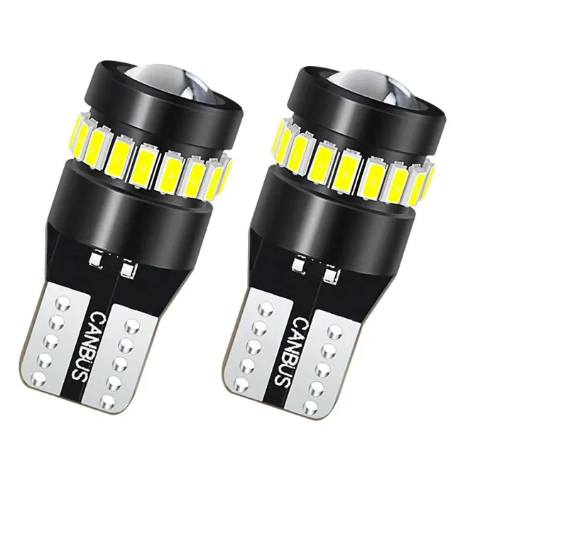 Комплект от 2 броя LED Лед Диодни Крушки За Габарит T10 W5W – 3030 + 3014 SMD, студено бяла светлина 6000K, 12–24V, CANBUS без грешки - 6
