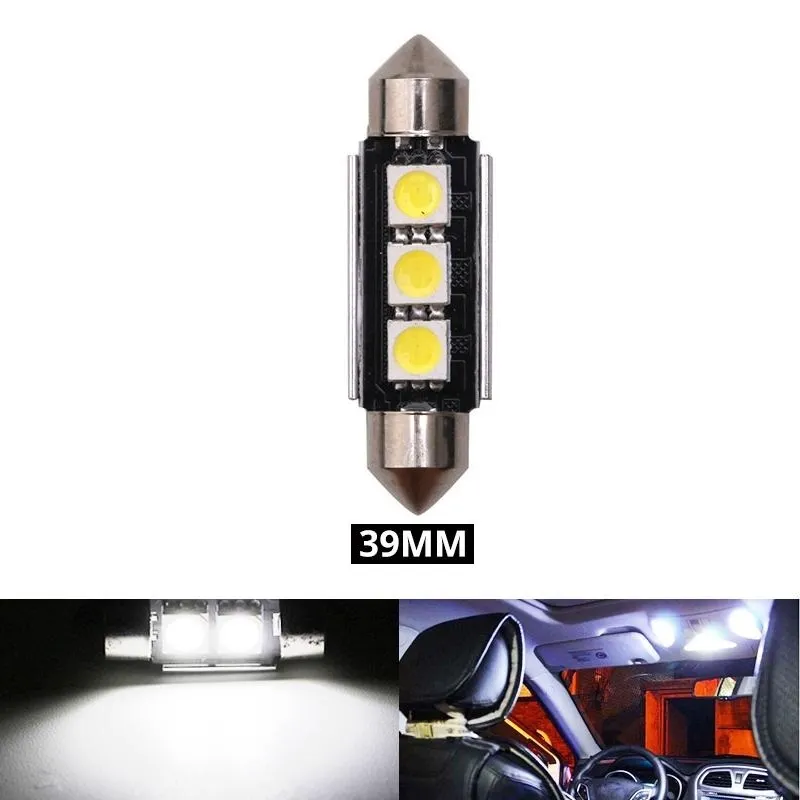 LED Лед Диодни Крушки, 2/3/4 SMD 5050 , 31мм, 36мм, 39мм, 41мм, 12V, Бяла Светлина, Canbus, Error Free, Bez Грешки - 6