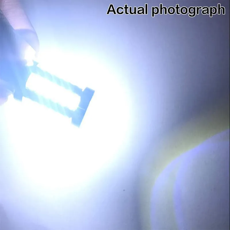 Комплект от 2бр. LED Лед Крушки, 33 SMD, С Лупа, BAU15S 1156 (P21W), 12V, Бяла, Светлина Разминати пинове (150°) - 6