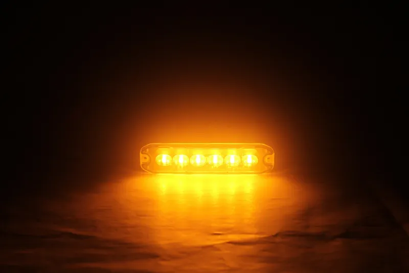 6 LED Жълта Аварийна Лампа Блиц Светлина Мигаща За Пътна Помощ Платформа и др. 10W с 8 режима 8х3 cm. 12-24V - 6