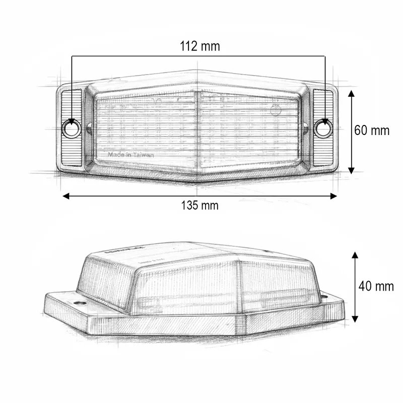 Стационарна LED Габаритна лампа с 2 светлини - Жълто/Бяло Опушен 24 диода 24V - 6