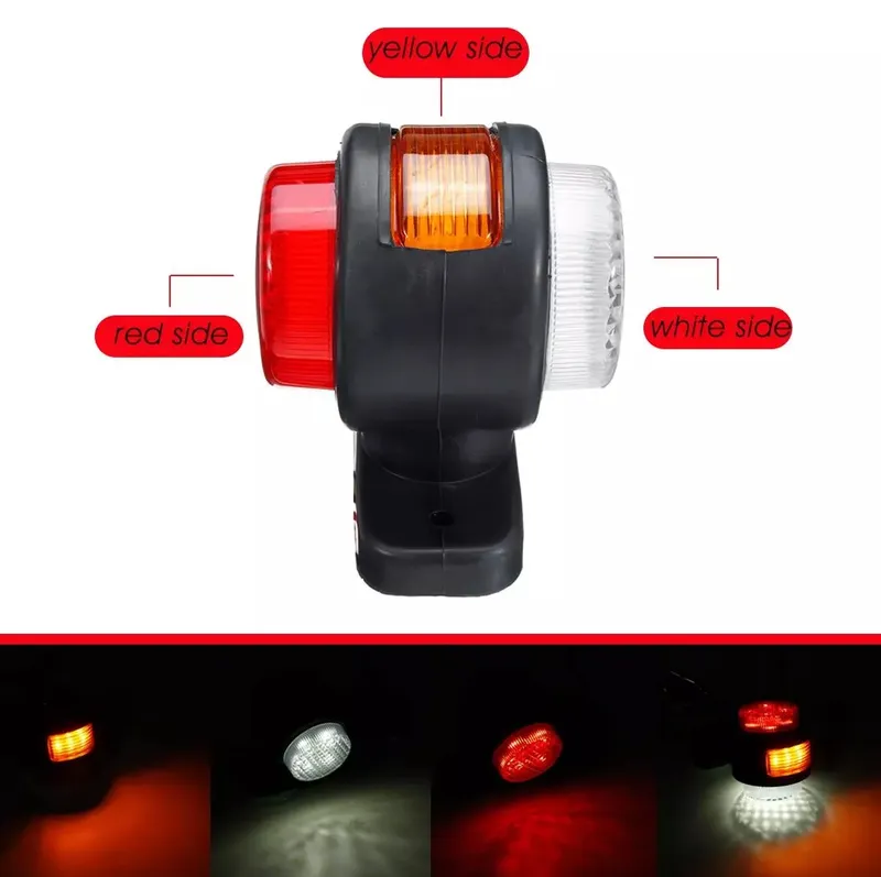 Комплект от 2 броя LED ЛЕД светодиодни габарити токоси рогче рогчета на 12V с три светлини бяла-жълта-червена - 6