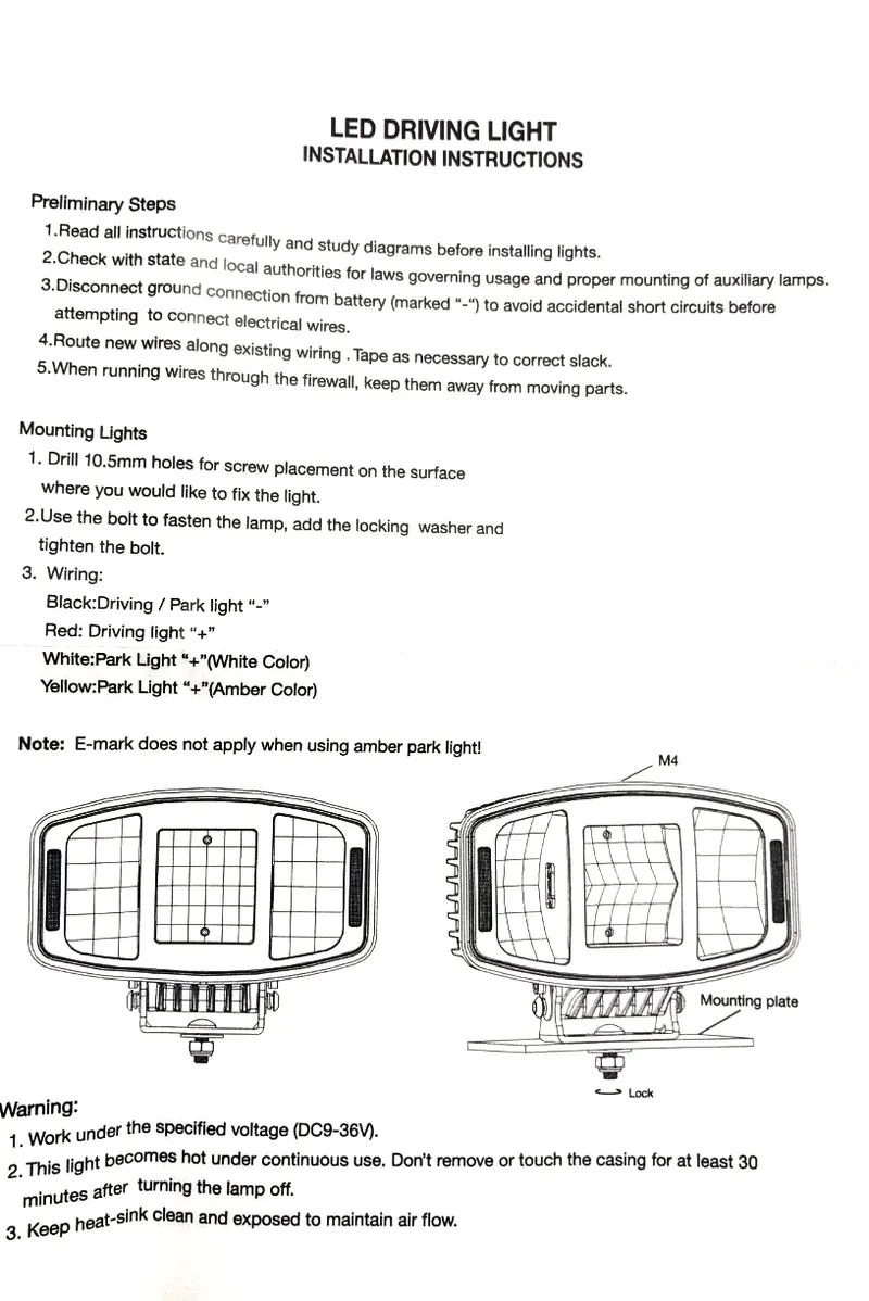 Универсален мощен LED ЛЕД 100W фар халоген лампа 12V - 24V с DRL/parking светлина бяло-жълто за АТВ джип камион трактор - 7