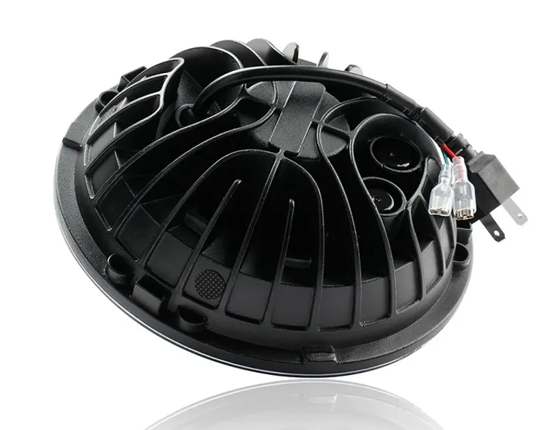 Универсален 7 инча 18см ЛЕД LED фар лампа халоген 12V-24V къси/дълги с DRL дневни светлини мигач бяло-жълто 4800lm за АТВ джип мотоциклет камион трактор и др. - 7