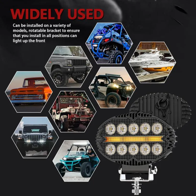 Универсален LED халоген с бяла светлина и оранжев DRL - 10 диода, 2000 lm, 12V-24V, IP67, 5 режима на работа, стробоскопичен режим и динамичен мигач - 7