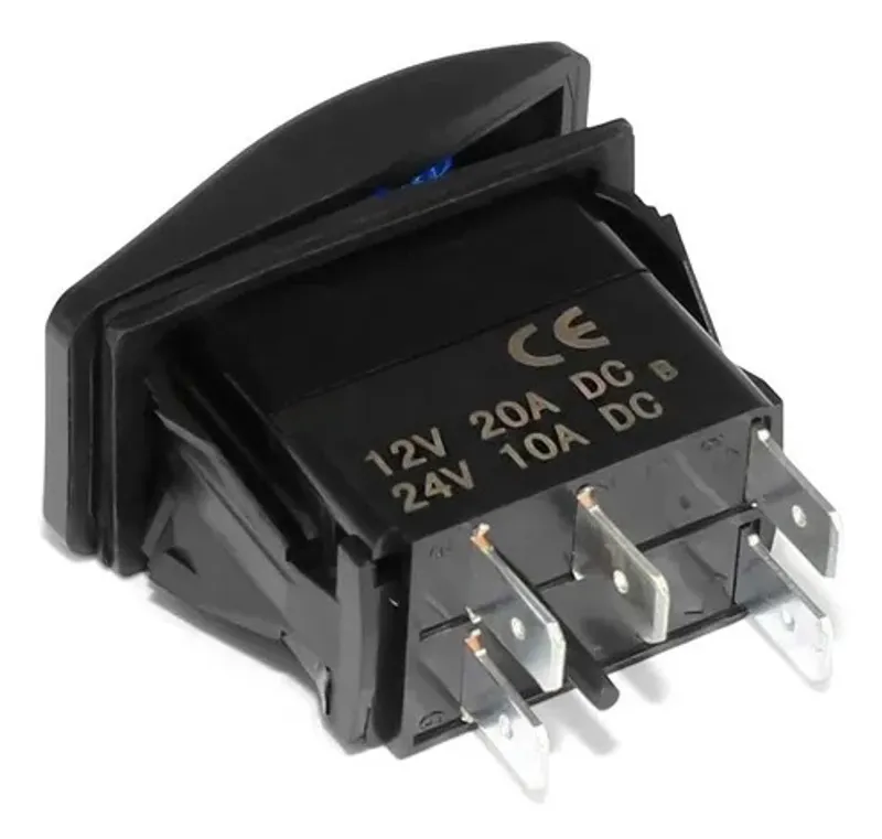 Копче, Бутон, За Вграждане, за LED Лед Бар, Халоген, Светлини, 12V - 24V, Надпис  LED LIGHT BAR , Синя Светлина - 7
