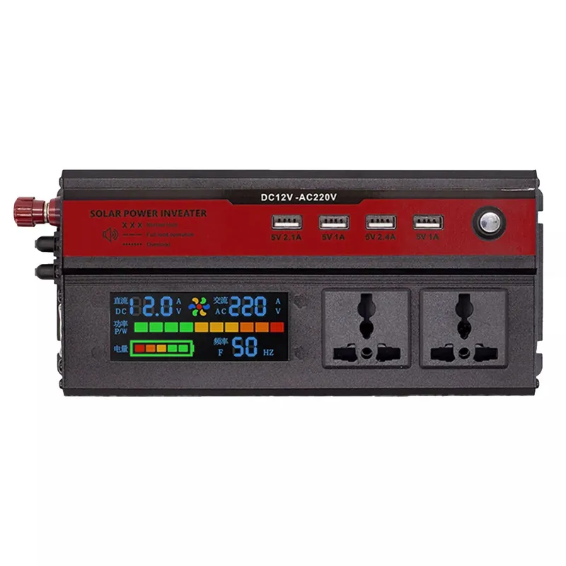 Инвертор преобразувател 12V към 220V с цифров дисплей, пикова мощност 5000W / реална 1200W - 7