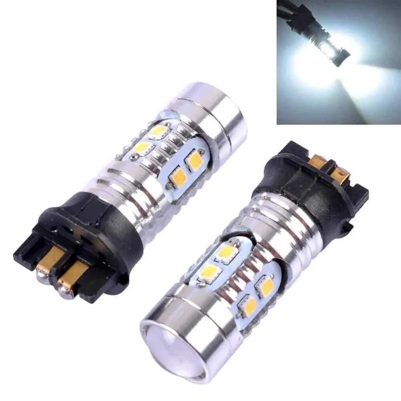 Комплект от 2 броя LED крушки PW24W / PWY24W – 2323 SMD бяла светлина 6000K 360° 12–30V, Canbus без грешки - 7