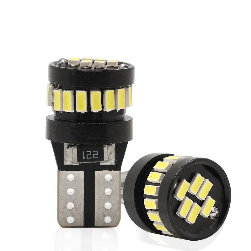 Комплект от 2 броя LED Лед Диодни Крушки За Габарит Т10 W5W 24 SMD 12V Canbus - Error free Без грешки Бяла Светлина в блистер - 7