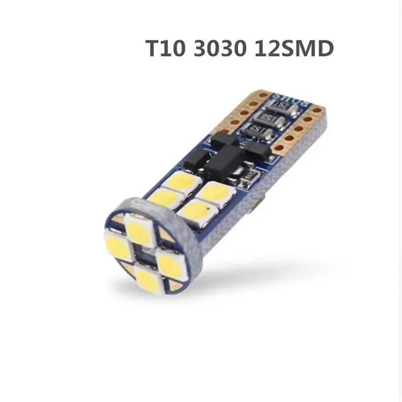 Комплект от 2 броя T10 Led крушки в блистер 12 SMD светодиода, W5W, Canbus, 12V - 24V , бяла светлина 6000K - 7