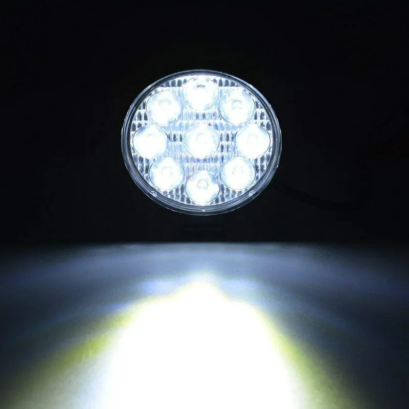 27W Кръгъл Led Лед Диоден Фар Прожектор Халоген Лампа с разпръсната светлина FLOOD 12V 24V Слим Slim - 7