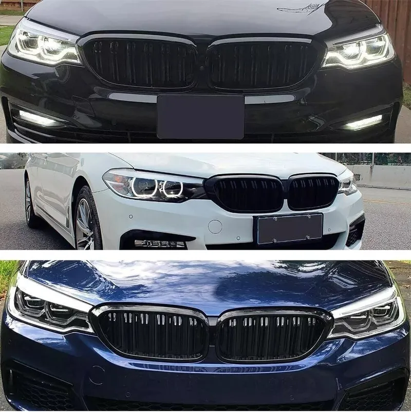 Двойни Бъбреци Решетки За BMW 5 Series БМВ 5-та Серия G30 G31 G38 2017-2019г. 520i, 523i, 528i, 530i, 535i, 550i, 520d, 530d, 530e, 530eX, 530iX, 550iX (xDrive), 540dXЧерен Гланц Лак - 7