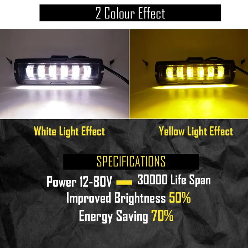 15,5 cm 7Д Диоден Прожектор Супер Мощен Халоген Led Bar Лед Бар 40w Комбиниранa Бяла и Жълта Светлина 12V - 24V За АТВ SUF Джип 4х Offroad Камион - 7