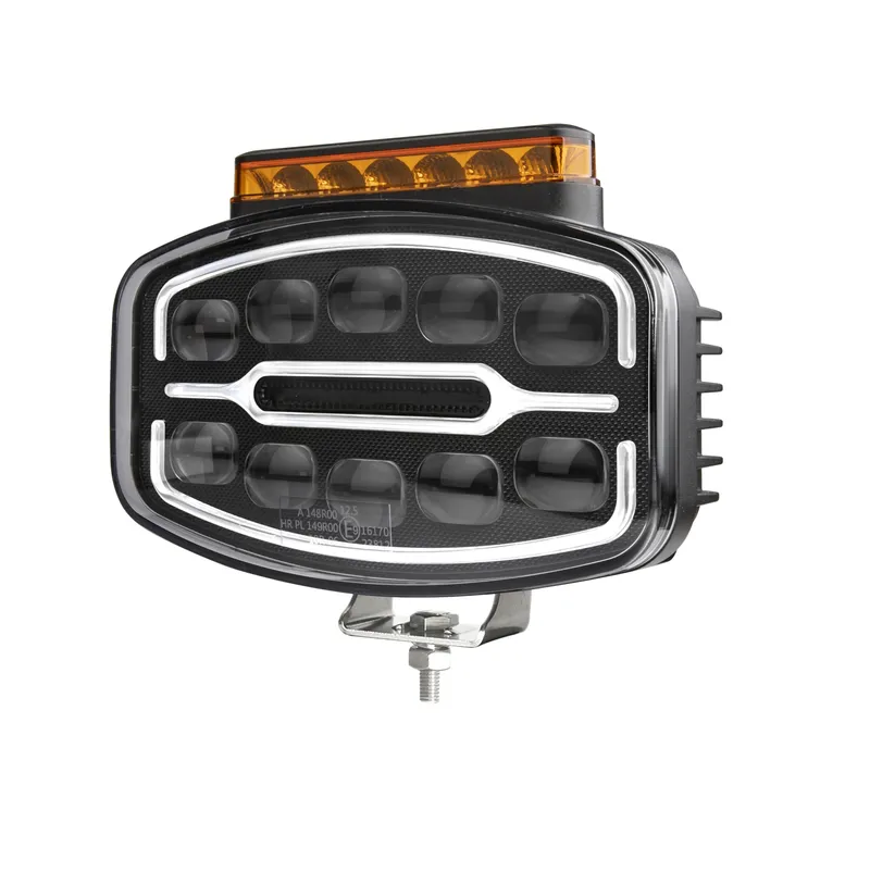 LED Халоген Фар 3 Функции DRL бяла/оранжева светлина с 360° аварийна лампа с 4 функции на премигане 12-24V за джип камион агротехника и др. - 7